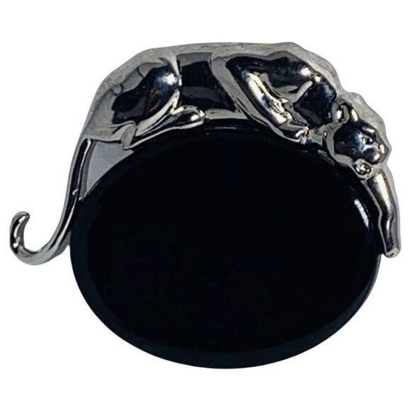 VTG JJ 1988 Black Onyx Glass Panther Brooch 2" Whimsical Figural Brooch Girlcore - Picture 4 of 8